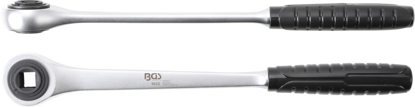 SATA - Lot De 3 Clés à Cliquet Professionnelles 1/4, 3/8, 1/2 - 120 Dents - Double Griffe - Interrupteur Marche/arrêt