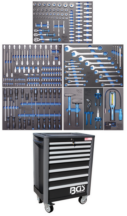 Servante d'atelier BGS Profi Standard 8 tiroirs - 234 outils