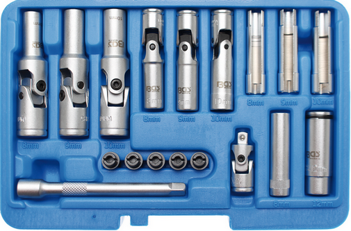 Jeu De 6 Douilles Articulées Pour Bougies De Préchauffage - Tailles 8,9,10,12,14,16mm - 3/8" - Avec Embout Caoutchouc
