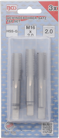 Jeu De 2 Tarauds M16 X 2,00 Mm - BGS Technic 066116 - Neuf