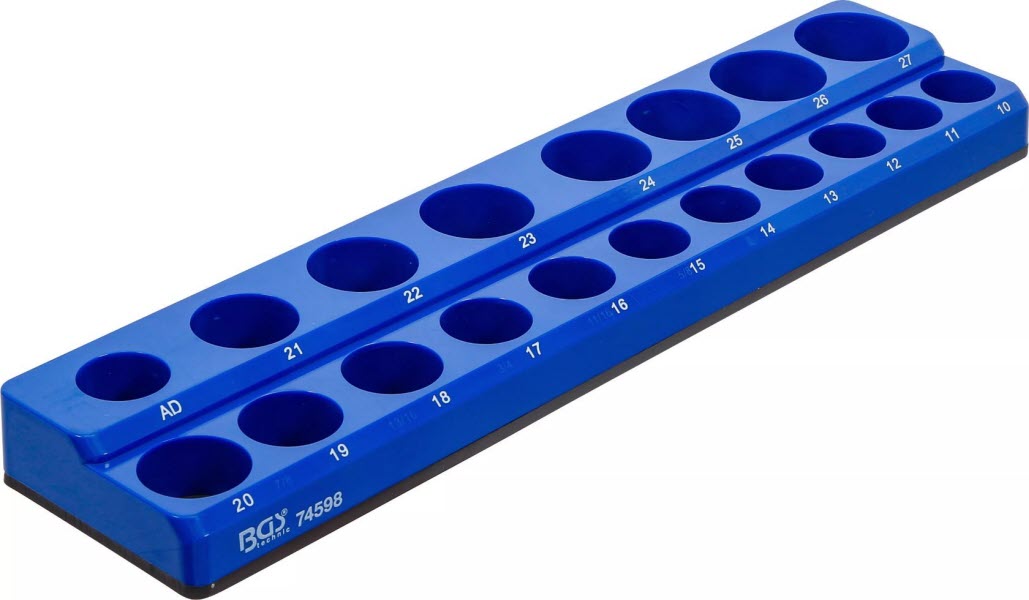 Support Magnétique Pour Douilles – Organiseur Rail Aluminium 14 Boucles Réglables – Rangement Antidérapant Atelier