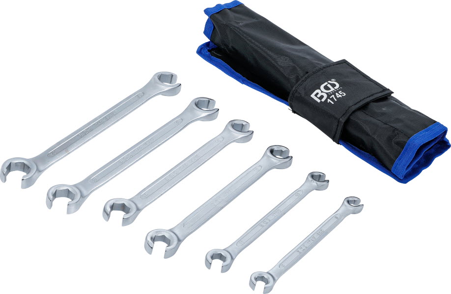 HASKYY Kit De 6 Clés à Tuyaux De Frein - Clés Polygonales 8 à 19 Mm - Pour Freins Auto/moto