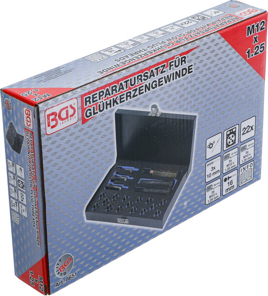 BGS 8376 Taraud De Réparation Filetage Bougie M14 X 1,25 – Longueur 270 Mm Pour Culasses Profondes