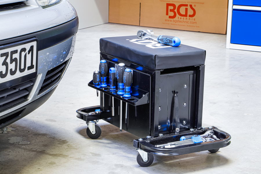 Tabouret D'atelier Sur Roulettes Avec 2 Tiroirs - Modèle ZIPPER ZI-MHKS3, Design Pratique