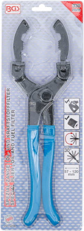 Pince Pour Filtre à Huile BGS 70011 - Réglage Automatique 60-120mm, Mâchoires Coudées 30° - Idéal Mécanique
